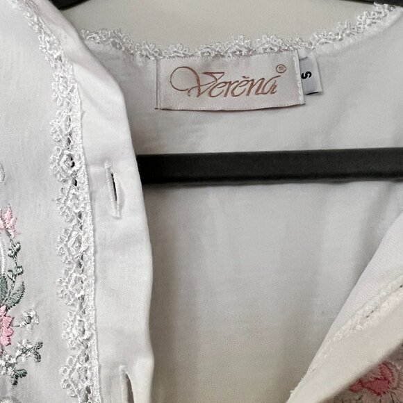 Small Vintage Verena nightshirt100% cotton short sleeve floral lace made USA - Picture 3 of 7